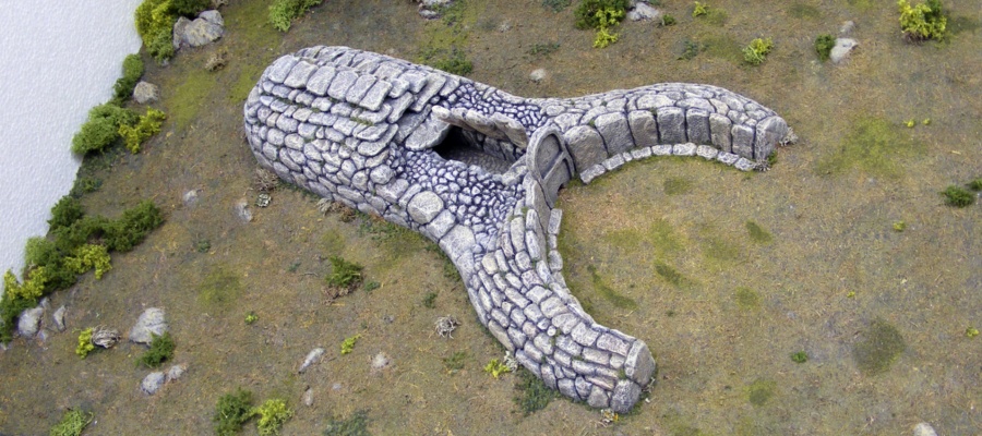 Baunei, ricostruzione di una tomba di giganti