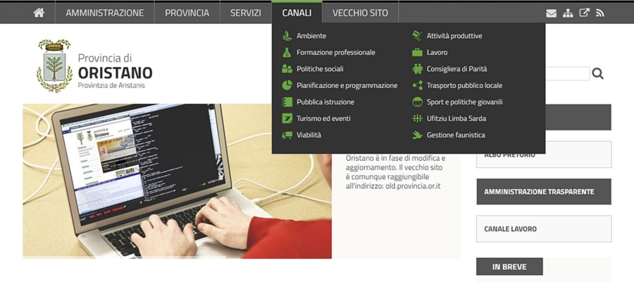 Homepage del portale
